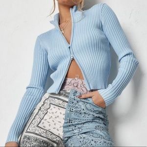 Missguided Zip Ribbed Top